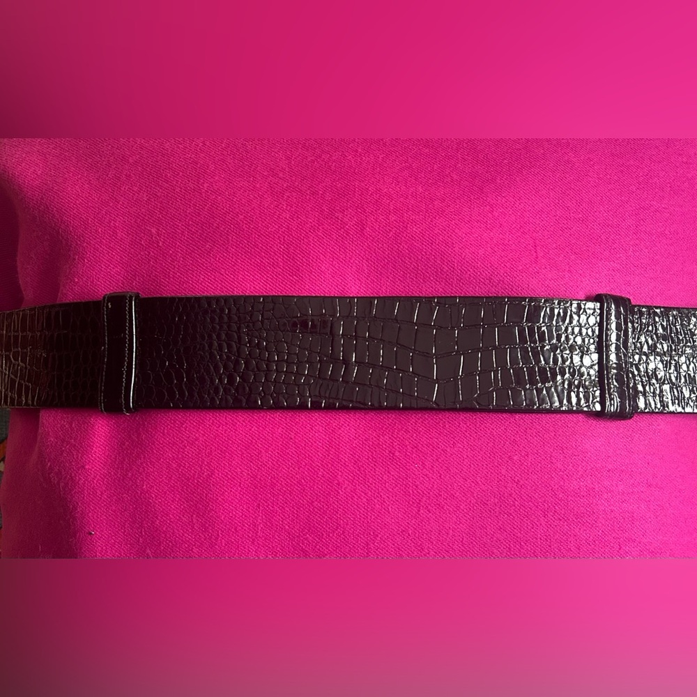 Vintage 1980’s Alexis Kirk Wide Black Leather Adjustable Belt - Picture 4 of 5